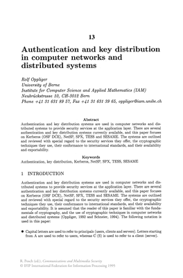 Authentication and Key Distribution in Computer Networks and Distributed Systems