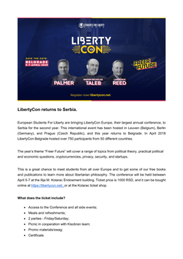 Libertycon Returns to Serbia