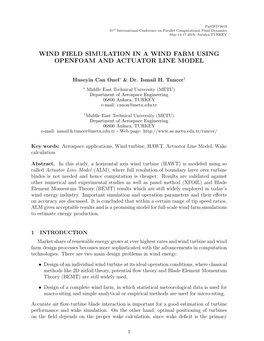 Wind Field Simulation in a Wind Farm Using Openfoam and Actuator Line Model