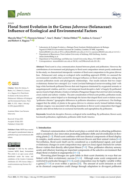 Floral Scent Evolution in the Genus Jaborosa (Solanaceae): Inﬂuence of Ecological and Environmental Factors