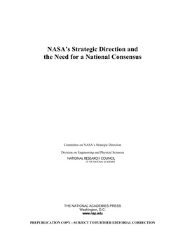 NASA's Strategic Direction and the Need for a National Consensus