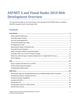 ASP.NET 4 and Visual Studio 2010 Web Development Overview