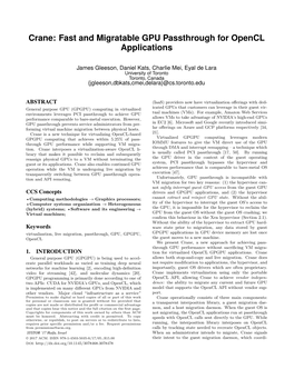 Crane: Fast and Migratable GPU Passthrough for Opencl Applications