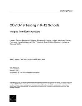 COVID-19 Testing in K-12 Schools