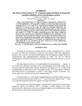 The Effect of Processing on 14 C-Chlofenvinphos Residues In