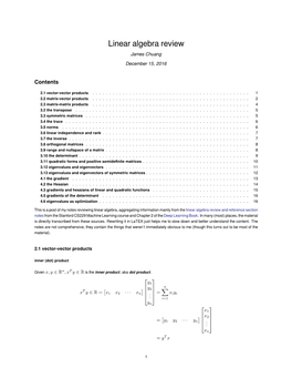 Linear Algebra Review James Chuang