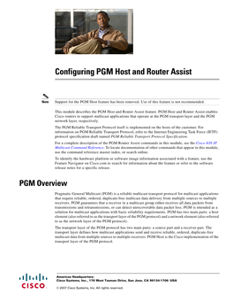 Configuring PGM Host and Router Assist