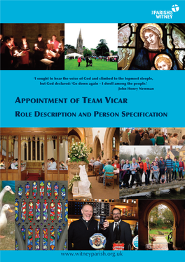 Appointment of Team Vicar Role Description and Person Specification