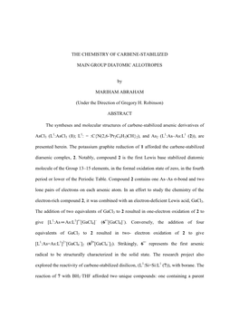 The Chemistry of Carbene-Stabilized