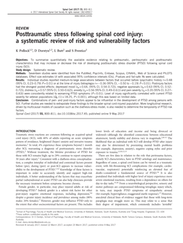 Posttraumatic Stress Following Spinal Cord Injury: a Systematic Review of Risk and Vulnerability Factors