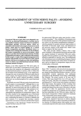 Management of Vith Nerve Palsy-Avoiding Unnecessary Surgery
