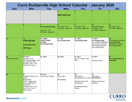 Curro Durbanville High School Calendar - January 2020 Sun Mon Tue Wed Thu Fri Sat 1 2 3 4