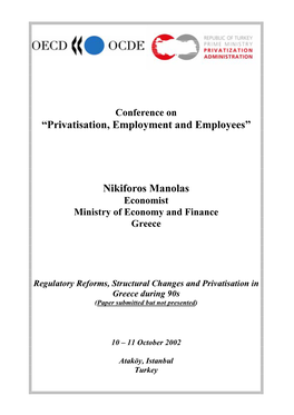 ³Privatisation, Employment and Employees´ Nikiforos Manolas