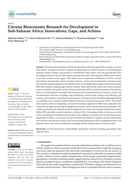 Circular Bioeconomy Research for Development in Sub-Saharan Africa: Innovations, Gaps, and Actions