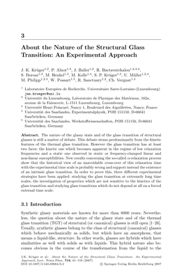 3 About the Nature of the Structural Glass Transition: an Experimental Approach