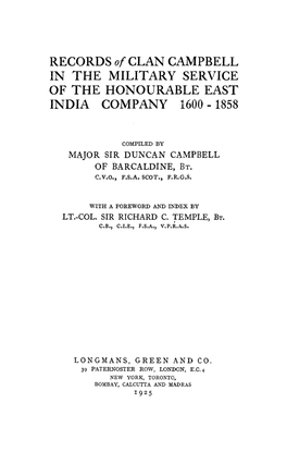 Campbell." Evidently His Was a Case of an Efficient, Kindly Officer Whose Lot Was Cast in Uneventful Lines