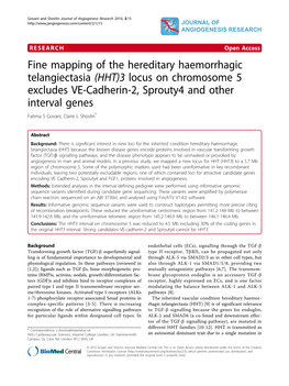 Fine Mapping of the Hereditary Haemorrhagic Telangiectasia (HHT)3 Locus on Chromosome 5 Excludes VE-Cadherin-2, Sprouty4 And