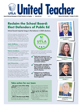Reclaim the School Board: Elect Defenders of Public Ed School Board Majority Hangs in the Balance in 2020 Elections