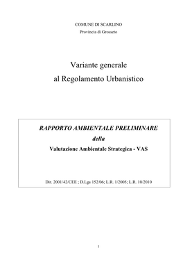 Variante Generale Al Regolamento Urbanistico