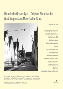 Historische Ortsanalyse – Ortskern Markelsheim (Bad Mergentheim/Main-Tauber-Kreis)