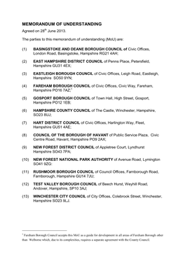 Memorandum of Understanding 2013