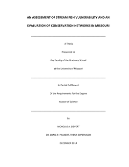 As Assessment of Stream Fish Vulnerability and an Evaluation Of