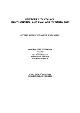 Newport City Council Joint Housing Land Availability Study 2013