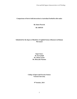 Foot and Ball Impact Characteristics in AF Kicking I Comparisons of Foot To