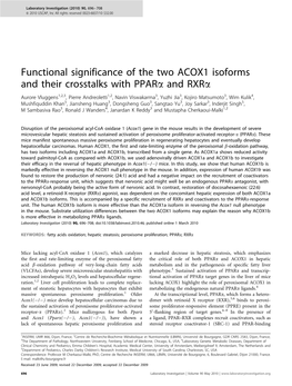Functional Significance of the Two ACOX1 Isoforms and Their