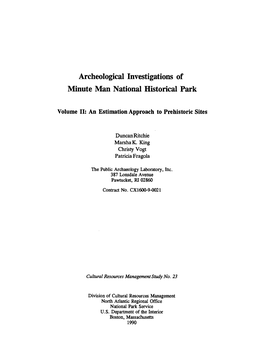 Archeological Investigations of Minute Man National Historical Park