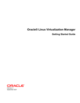 Oracle® Linux Virtualization Manager Getting Started Guide