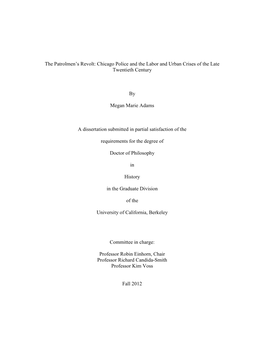 Chicago Police and the Labor and Urban Crises of the Late Twentieth Century