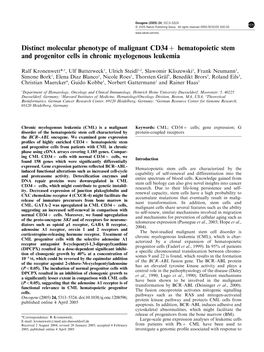 Distinct Molecular Phenotype of Malignant Cd34þ Hematopoietic