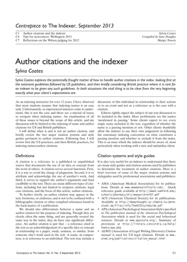 Author Citations and the Indexer