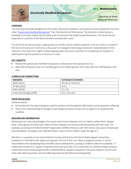 Genetically Modified Mosquitoes Educator Materials