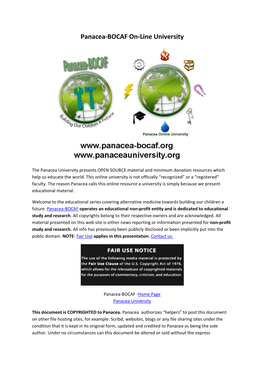 Panacea-BOCAF On-Line University