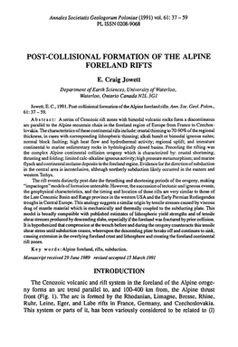 Post-Collisional Formation of the Alpine Foreland Rifts