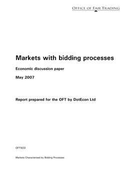 Report for OFT on Markets with Bidding Processes