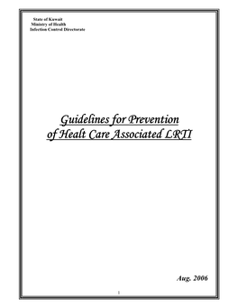 Guidelines for Prevention of Healthcare Associated Lower
