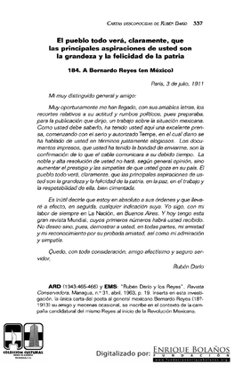 Cartas Desconocidas De Rubén Darío, José Jirón Y Jorge E Arellano