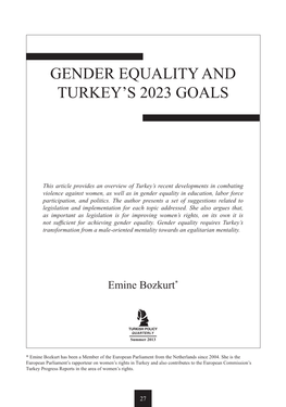 Gender Equality and Turkey's 2023 Goals