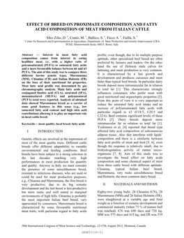 Effect of Breed on Proximate Composition and Fatty Acid Composition of Meat from Italian Cattle