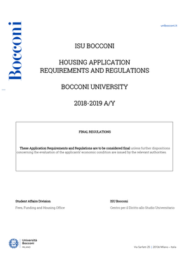 Isu Bocconi Housing Application Requirements and Regulations