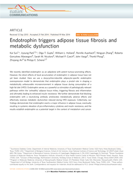 Endotrophin Triggers Adipose Tissue Fibrosis and Metabolic Dysfunction