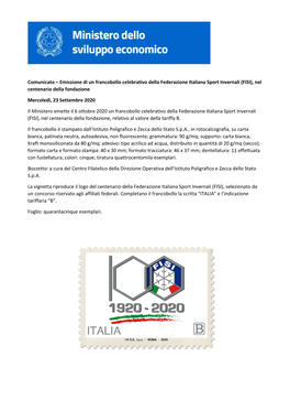 Federazione Italiana Sport Invernali (FISI), Nel Centenario Della Fondazione