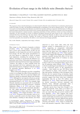 Evolution of Host Range in the Follicle Mite Demodex Kutzeri