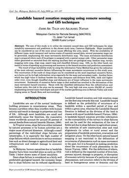 Landslide Hazard Zonation Mapping Using Remote Sensing and GIS Techniques