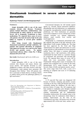 Omalizumab Treatment in Severe Adult Atopic Dermatitis