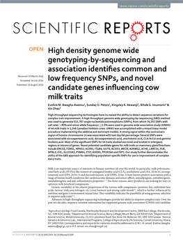 High Density Genome Wide Genotyping-By-Sequencing and Association