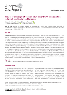 Tubular Colonic Duplication in an Adult Patient with Long-Standing History of Constipation and Tenesmus